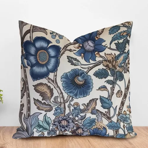 Vista 23 de ArogGeld Funda de cojín azul índigo floral y pájaro azul marino chinoiserie chinoiserie peonía cuadrada almohada tradicional china china europea
