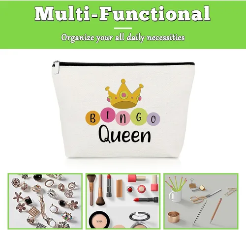 Vista 7 de Regalos de bingo para mujeres, bolsa de maquillaje, regalo para amantes del bingo, regalos de juego para mujeres, mejores amigas, hermanas