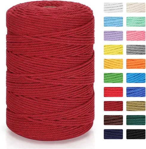 Vista 39 de Cordón de macramé 3mm x 300m Cuerda de macramé 100% algodón natural Cordón de algodón trenzado de 4 hebras para manualidades DIY, adornos