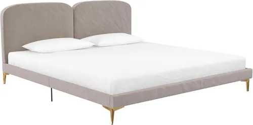 Vista 16 de CosmoLiving by Cosmopolitan Cama tapizada Coco, Queen, terciopelo marfil