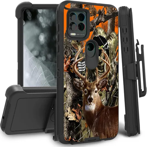 Vista 54 de Funda para Motorola Edge 2021 / Moto Edge 5G UW, protección resistente de 3 capas híbridas a prueba de golpes con funda de clip para cinturón