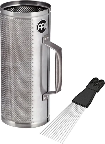 Vista 7 de Meinl Percussion Merengue Guira Shaker con raspador ABS, no fabricado en China, cuerpo y relleno de acero cepillado, 2 años de garantía (MGUS1)