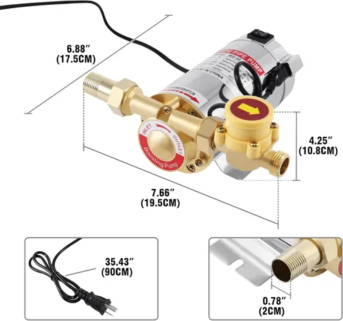 Vista 8 de Samger Bomba Elevadora de Presión de Agua, 110V 90W 243GPH 15PSI Bomba de Agua Doméstica con Interruptor Automático de Flujo de Agua, Bombas