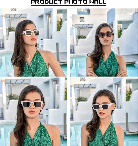 Vista 5 de GOBIGER Gafas de sol cuadradas de moda para mujeres y hombres, anteojos rectangulares de moda gruesos