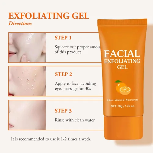 Vista 7 de Gel exfoliante naranja para cara y cuerpo, limpiador profundo hidratante facial exfoliante exfoliante exfoliante suave limpia suciedad y aceites