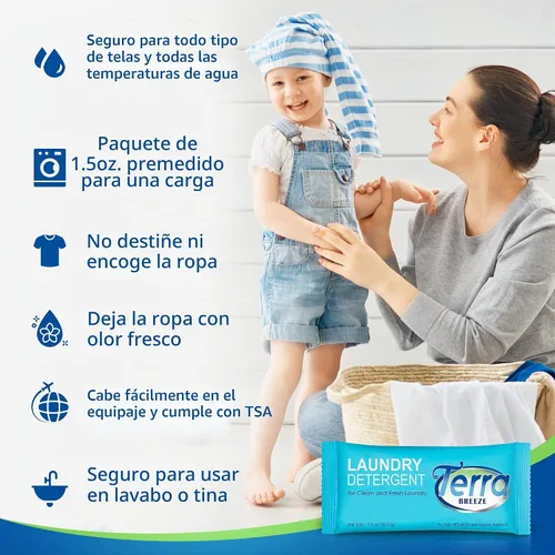 Vista 4 de Detergente en polvo para ropa, paquete de 1.5 onzas envueltas individualmente (caja de 50)
