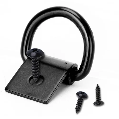 Vista 3 de 6 Pcs D-Ring Tie Down Anchors Black 1/4 inch Heavy Duty D Ring with Screws Surface Mount Hooks for Truck Trailer Camper Warehouse