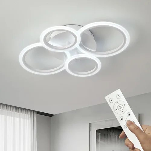 Vista 10 de Moderna lámpara LED de techo de 22 pulgadas, 36 W, 3000 lúmenes, 3000 – 6500 K, regulable con control remoto, lámpara de techo empotrada para Negro