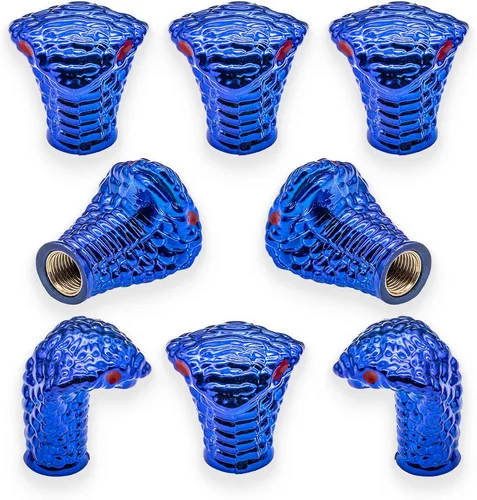 Vista 20 de 4 piezas de tapas de válvula de neumático estilo Cobra, forma de cabeza de serpiente, tapas universales de válvula de neumático con núcleo de cobre
