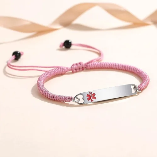 Vista 2 de mnmoom Pulseras de alerta médica para mujer, pulseras de identificación médica de corazón de acero inoxidable con grabado gratuito