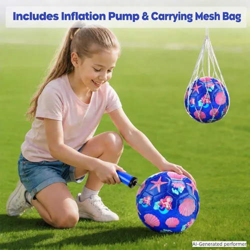 Vista 5 de Soccer Balls Size 3 for Girls Soccer Ball for Kids Aged 4-6 6-8 Beginners Outdoors Sports Ball Recreation Playing Ball Birthday Christmas Back to