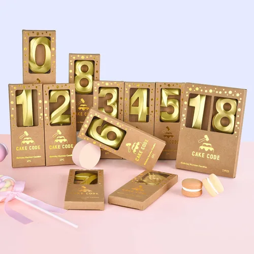 Vista 5 de Velas de cumpleaños de oro con diamantes de 2.76 pulgadas, velas de números dorados, velas de números de pastel, celebración de fiesta
