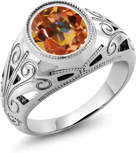 Vista 21 de Gem Stone King Anillo de piedra natal ovalada para hombre 925 plata esterlina Oval 12X10MM Disponible en tallas 7, 8, 9, 10, 11, 12, 13 Púrpura