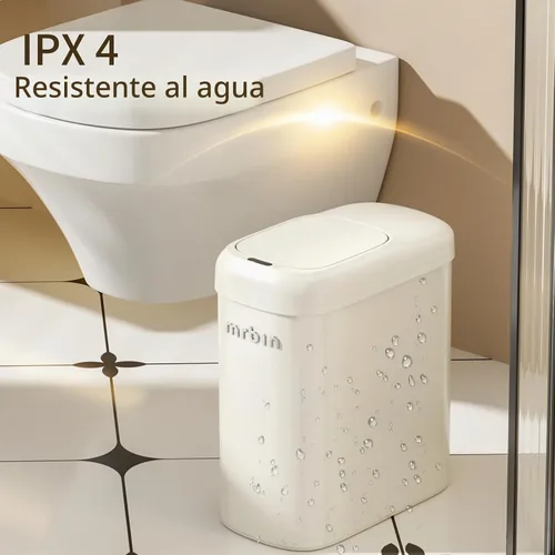 Vista 7 de MRBIN Bolsa de absorción con sensor de movimiento, cubo de basura de baño con tapa y ruedas, cesta de basura automática de 2.6 galones