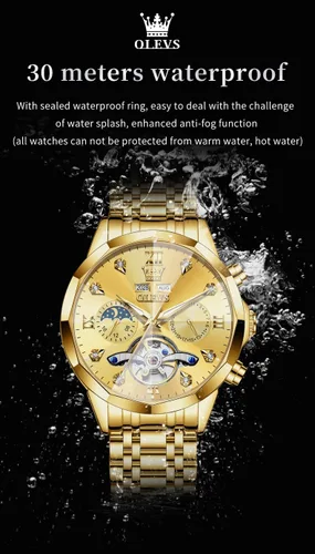 Vista 65 de OLEVS Reloj de pulsera automático con diseño de esqueleto para hombre, de lujo, con diamantes de lujo, de acero inoxidable, calendario, reloj