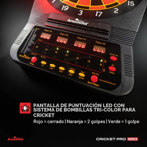 Vista 5 de Arachnid Cricket Pro Tournament-Quality Electronic Dartboard up to 40 Games and 315 Variations (Including Popular Cricket Modes)
