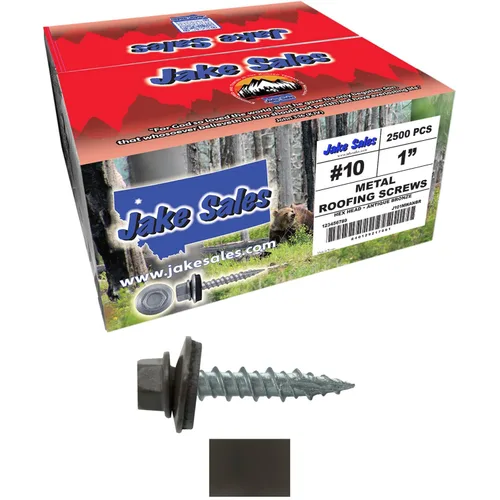 Vista 285 de Tornillos para techos de metal gris ABC 10 x 1 - Cabezal hexagonal - Arandela EPDM - Arandela de arranque automático/roscado - 1 bolsa - 250