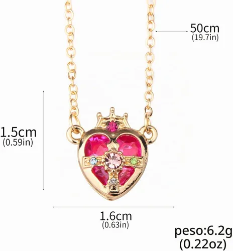 Vista 9 de POYAMUSE Collar con colgante de estrella guardiana de anime para mujeres, joyería de cosplay Corona