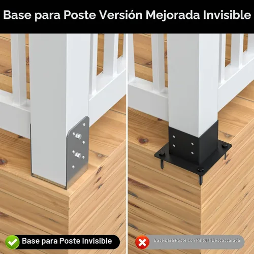 Vista 3 de FMhotu Base de poste de 4 x 4 pulgadas, 2 soportes de anclaje ajustables de acero inoxidable (interno 3.5 x 3.5), base de poste ajustable