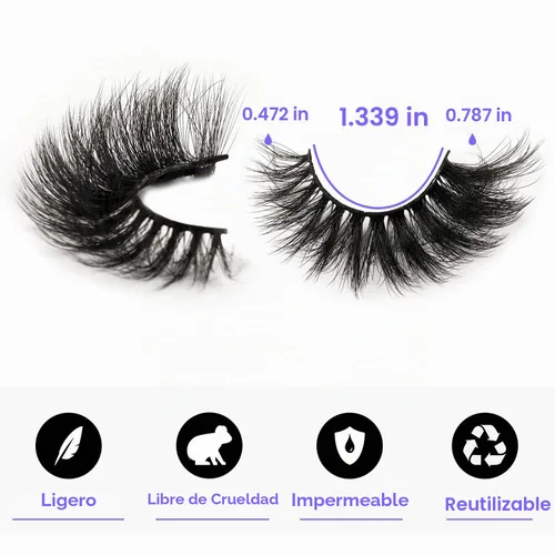 Vista 3 de Pestañas postizas 8D de visón de 0.787 pulgadas, pestañas postizas de volumen grueso, dramáticas, pestañas de ojo de gato, 7 pares de pestañas