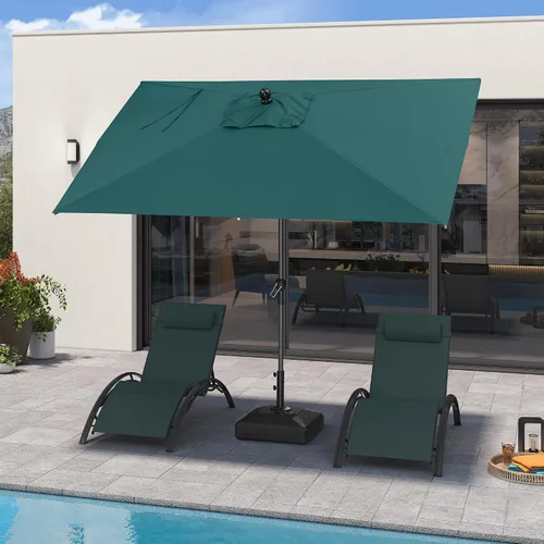 Vista 27 de PURPLE LEAF - Sombrilla de patio rectangular de 6' x 4', sombrilla de mesa para exteriores con marco de aluminio, sombrilla de mercado, sombrilla