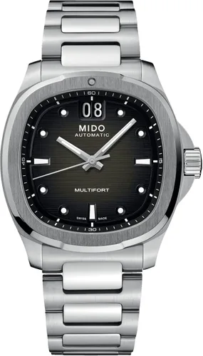 Vista 10 de MIDO Multifort TV Big Date - Reloj suizo automático para hombres - Caja de 40mm con respaldo transparente Verde sobre acero inoxidable