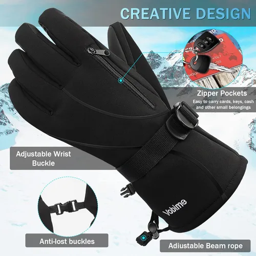 Vista 6 de Guantes de esquí de invierno impermeables y resistentes al viento para snowboard y nieve, pantalla táctil cálida, clima frío, para niños, hombres