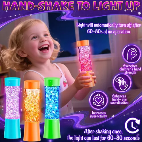 Vista 2 de Subao Paquete de 3 Tubos Sensoriales Luminosos Artículos para Alivio de Ansiedad, Juguetes Fidget para Niños y Adultos, Juguetes Sensoriales