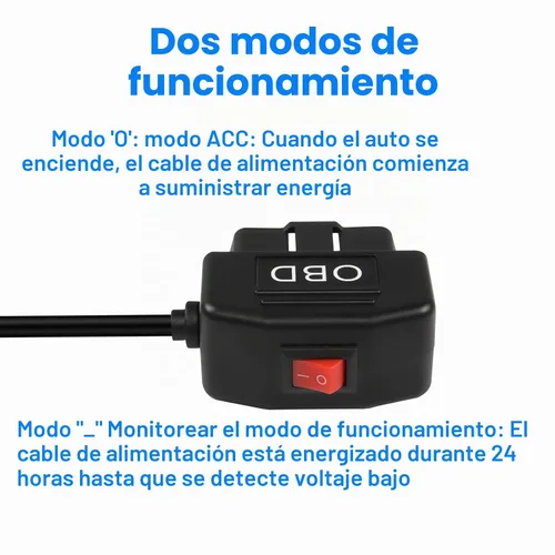 Vista 4 de XMSJSIY Cable de alimentación OBD para cámara de tablero tipo C OBD2