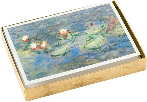 Vista 4 de Caspari Divertida tarjeta de notas en caja de Claude Monet en blanco