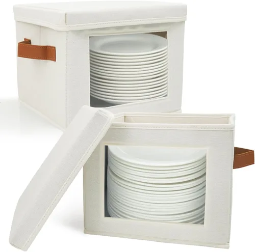 Vista 23 de HOMELUX THEORY 8 piezas de contenedores de almacenamiento de porcelana de carcasa dura, almacenamiento de tazas, copas de vino, utensilios