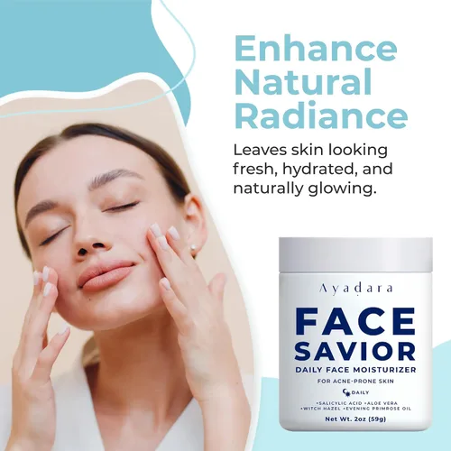 Vista 7 de Ayadara Hidratante facial para el acné, 2 onzas líquidas, hidratante facial avanzado con control de aceite para piel grasa, crema hidratante