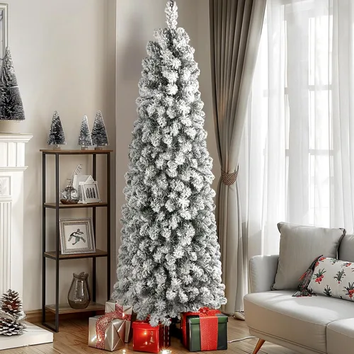 Vista 7 de SHareconn Árbol de Navidad artificial preiluminado de 4 pies, preiluminado, delgado, perfecto para decoraciones de Navidad en interiores y exteriores