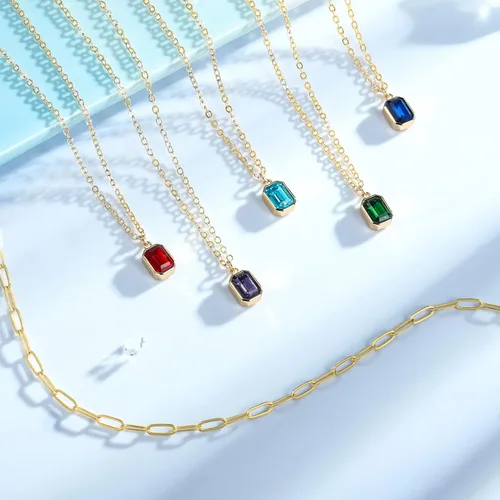 Vista 8 de Vrsilver Collares de oro en capas para mujer, collar de oro sólido sobre piedra natal para mujer, gargantilla de cadena con clip en capas