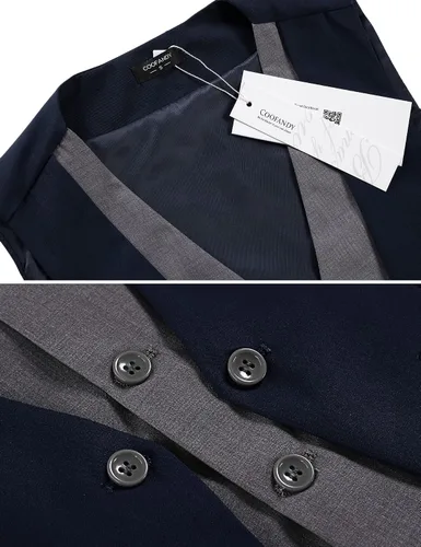 Vista 5 de COOFANDY Men's Dress Vest Layered Suit Waistcoat Formal Wedding Suit Vests
