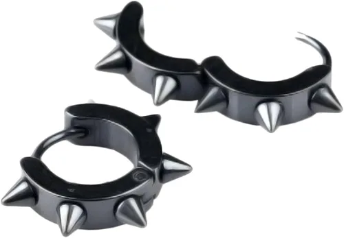 Vista 2 de UM Jewelry, aretes envolventes con puntas con gancho, de acero inoxidable quirúrgico, estilo Punk, para mujer y hombre, acero inoxidable