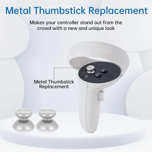 Vista 2 de 2Pcs Replacement Rocker Metal Analog Joystick Thumbstick Mushroom Caps Repair for Meta Oculus Quest 2 (Silver)