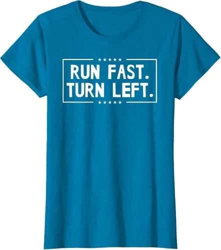 Vista 102 de Run Fast Turn Left - Camiseta para correr de pista y campo