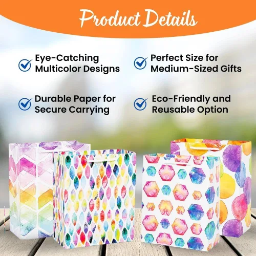 Vista 7 de Fun Expess Bolsas de regalo de papel impreso multicolor medianas de 7 1/4 "x 9", 12 piezas