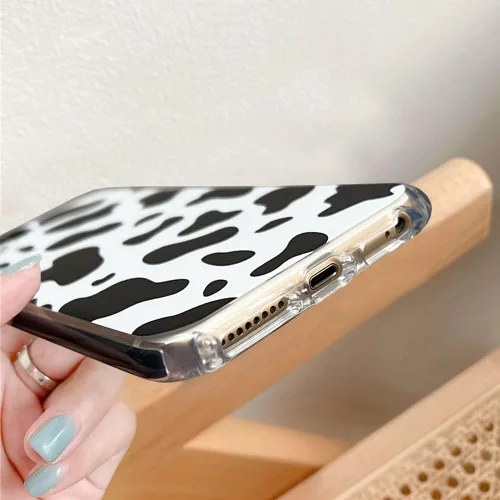 Vista 5 de Abbery Diseñado para iPhone 8 Plus/7 Plus/6 Plus/6S Plus Funda transparente con estampado de vaca, linda funda protectora de silicona TPU