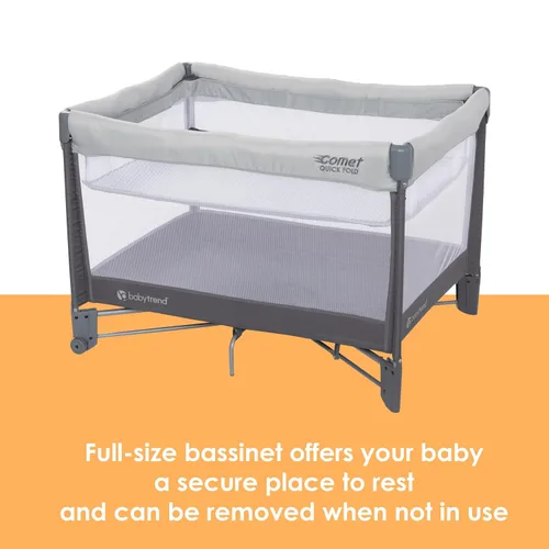 Vista 4 de Baby Trend Comet - Corral plegable rápido con moisés colgante, color gris desierto