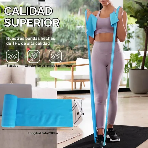 Vista 4 de Rollo de banda de resistencia sin látex para terapia física y ejercicio Azul
