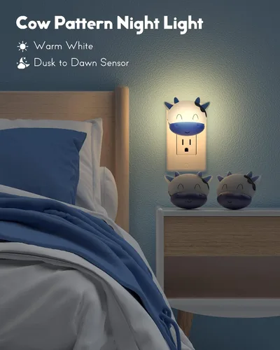 Vista 2 de Luz nocturna enchufable a la pared, luz nocturna LED con sensor automático de atardecer a amanecer, luces nocturnas blancas cálidas suaves