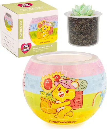 Vista 10 de Care Bears X PieceRelax - Maceta de rompecabezas 3D de 80 piezas, Bearadise, decoración del hogar para cactus de interior, macetas para suculentas