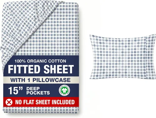 Vista 14 de LANE LINEN - Sábana bajera tamaño individual 100% algodón orgánico y 1 funda de almohada, tejido de percal suave, transpirable, apta para colchones