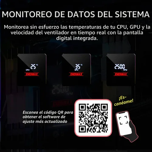 Vista 4 de ENERMAX LIQMAX V4 - Enfriador líquido de CPU AIO de 4.724 in con pantalla digital, ventilador SilentFlow PWM de 4.724 in 320 W TDP, para Intel LM4