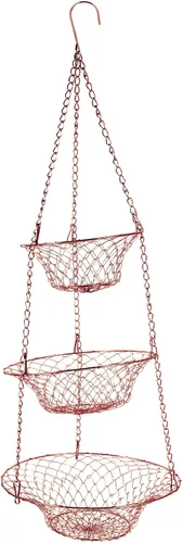 Vista 8 de BESTonZON 1 juego de cesta colgante plegable de alambre de frutas organizador de exhibición para decoración del hogar diseño de ahorro de espacio