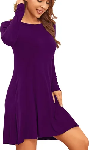 Vista 4 de HiMONE Vestido suelto casual de verano de manga larga con cuello redondo para mujer 2023