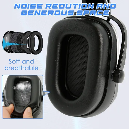 Vista 4 de Aolamegs Orejeras con Bluetooth para casco duro, NRR de 26 db, con cancelación de ruido, orejeras para llamadas, música, protección auditiva