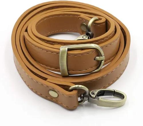 Vista 2 de EXCEART Correa de hombro acolchada ajustable de cuero de vaca con ganchos giratorios de metal para mensajero, portátil, cámara, bolsas de lona 47.2